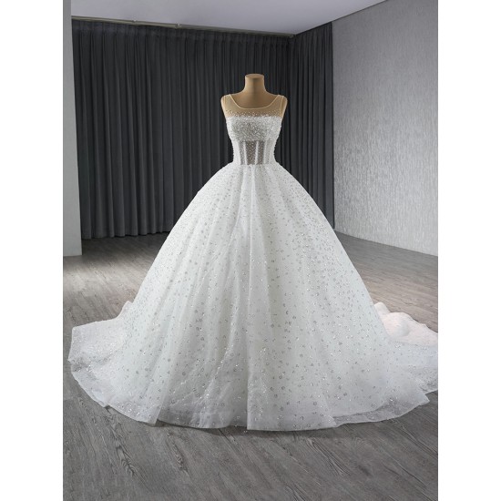 Sleeveless White Wedding Dress For Woman Square Collar Bride Gown Pleat Backless Floor Length 2024