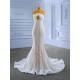 Sleeveless White Wedding Dress Scoop Neck Elegant Dresses For Women 2024 Pearl Bcakless Gowns