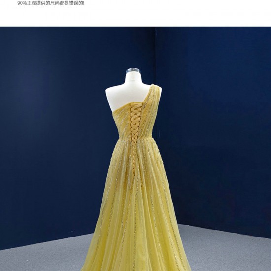 Sleeveless Yellow Mermaid Prom Dresses 2024 Luxury Beaded Floor Length Formal Party Evening Gowns Vestido De Fiesta