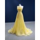 Sleeveless Yellow Mermaid Prom Dresses 2024 Luxury Beaded Floor Length Formal Party Evening Gowns Vestido De Fiesta