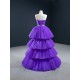 Sleeveless Purple Prom Dresses Tiered Mermaid Prom Evening Gowns Robe De Soiree