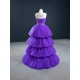 Sleeveless Purple Prom Dresses Tiered Mermaid Prom Evening Gowns Robe De Soiree