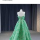 Spaghetti Strap A Line Prom Dresses Green Evening Gowns Lace Appliques Costume Parties Dress