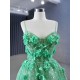 Spaghetti Strap A Line Prom Dresses Green Evening Gowns Lace Appliques Costume Parties Dress