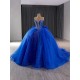 Spaghetti Strap Blue Quinceanera Dresses Sweet Ball Gown Evening Dress Beaded Sleeveless Quinceanera Gown