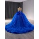 Spaghetti Strap Blue Quinceanera Dresses Sweet Ball Gown Evening Dress Beaded Sleeveless Quinceanera Gown