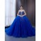 Spaghetti Strap Blue Quinceanera Dresses Sweet Ball Gown Evening Dress Beaded Sleeveless Quinceanera Gown