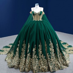 Spaghetti Strap Emerald Green Quinceanera Dress Lace Appliques Ball Gown Cocktail Dresses Party Dress Vestidos Prom