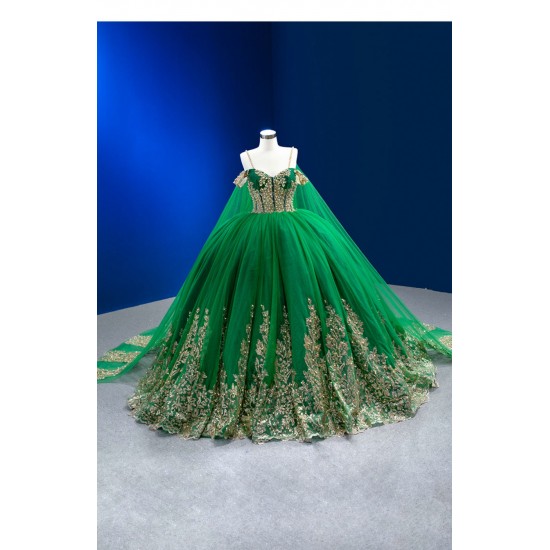 Spaghetti Strap Emerald Green Quinceanera Dress Lace Appliques Ball Gown Cocktail Dresses Party Dress Vestidos Prom