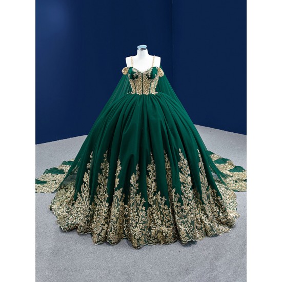 Spaghetti Strap Emerald Green Quinceanera Dress Lace Appliques Ball Gown Cocktail Dresses Party Dress Vestidos Prom