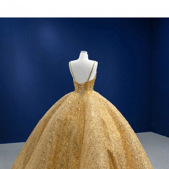 Spaghetti Strap Gold Quinceanera Dress 2024 Cocktail Dresses Vestidos De Baile Glitter Ball Gown Vestidos De 15 Anos