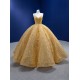 Spaghetti Strap Gold Quinceanera Dress 2024 Cocktail Dresses Vestidos De Baile Glitter Ball Gown Vestidos De 15 Anos