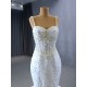 Spaghetti Strap Mermaid Wedding Dresses Sweetheart Beading Sequined Pearl Lace Up Bride Gown Dress