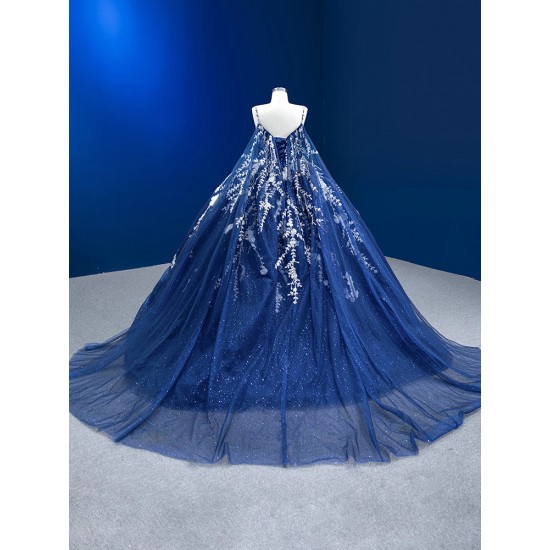 Spaghetti Strap Quinceanera Dress Blue Ballgown Prom Dress 2024 Cocktail Dresses Vestidos De 15 Anos