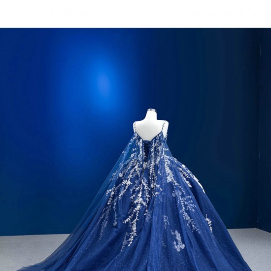 Spaghetti Strap Quinceanera Dress Blue Ballgown Prom Dress 2024 Cocktail Dresses Vestidos De 15 Anos