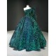 Sparkly Green Prom Dresses 2024 One Shoulder Sequin Evening Gowns Custom Made Ball Gown