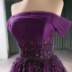 Sparkly Purple Mermaid Prom Dresses For Black Girl Beading Off Shoulder Evening Dresses Birthday Party Gowns