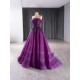 Sparkly Purple Mermaid Prom Dresses For Black Girl Beading Off Shoulder Evening Dresses Birthday Party Gowns