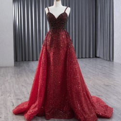 Sparkly Red Prom Dresses For Women Spaghetti Strap Evening Gowns Formal Party Wedding Photo Shoot Wear 2024