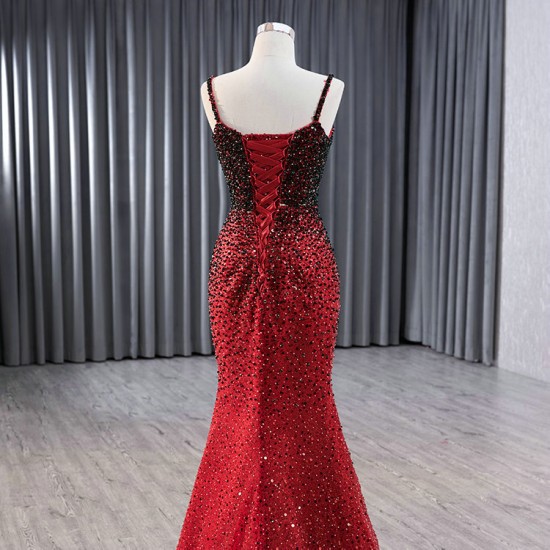 Sparkly Red Prom Dresses For Women Spaghetti Strap Evening Gowns Formal Party Wedding Photo Shoot Wear 2024