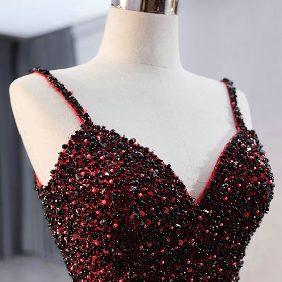 Sparkly Red Prom Dresses For Women Spaghetti Strap Evening Gowns Formal Party Wedding Photo Shoot Wear 2024