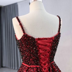 Sparkly Red Prom Dresses For Women Spaghetti Strap Evening Gowns Formal Party Wedding Photo Shoot Wear 2024