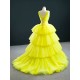 Sparkly Tulle Yellow Prom Party Dresses Sleeveless Birthday Party Dress Women Formal Wear