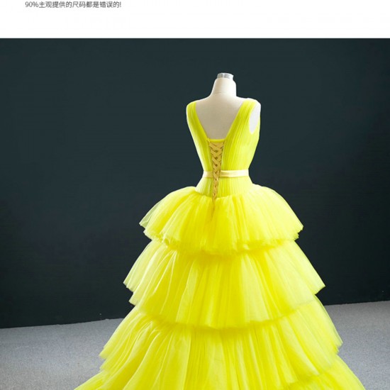 Sparkly Tulle Yellow Prom Party Dresses Sleeveless Birthday Party Dress Women Formal Wear