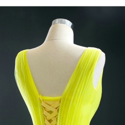 Sparkly Tulle Yellow Prom Party Dresses Sleeveless Birthday Party Dress Women Formal Wear