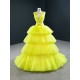 Sparkly Tulle Yellow Prom Party Dresses Sleeveless Birthday Party Dress Women Formal Wear