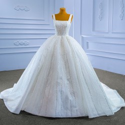 Square Collar Wedding Dress Ball Gown Bride Robe Floor length Bride Dresses Sleeveless Vestidos De Novia