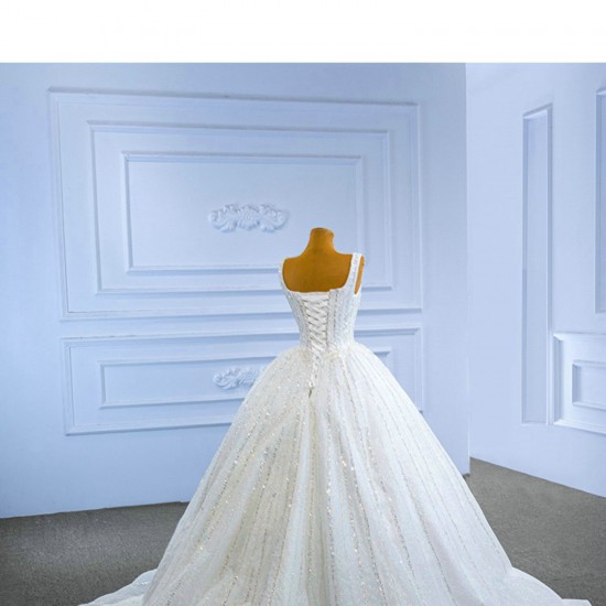 Square Collar Wedding Dress Ball Gown Bride Robe Floor length Bride Dresses Sleeveless Vestidos De Novia