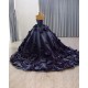 Strapless Navy Blue Quinceanera Dress 3D Flowers Vestidos De 15 Anos 2025 Ball Gown Evening Party Dress