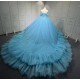 Strapless Sky Blue Vestidos De 15 Anos Crystal Tiered Quinceanera Dress Sweetheart Neck Birthday Party Gowns