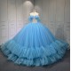 Strapless Sky Blue Vestidos De 15 Anos Crystal Tiered Quinceanera Dress Sweetheart Neck Birthday Party Gowns