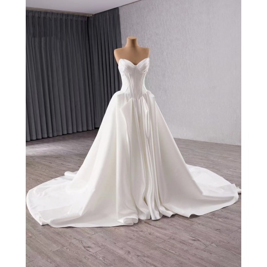 Strapless Wedding Dress Sweetheart Neck Satin Bridal Gowns 2025 Hot Sale Vestidos De Novia