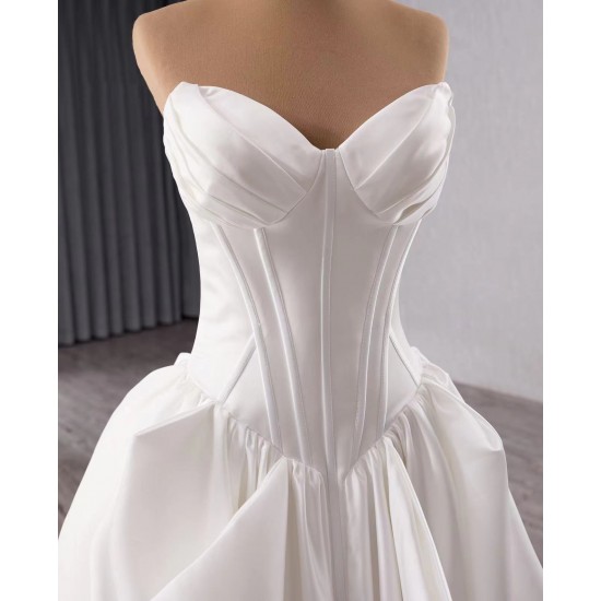 Strapless Wedding Dress Sweetheart Neck Satin Bridal Gowns 2025 Hot Sale Vestidos De Novia