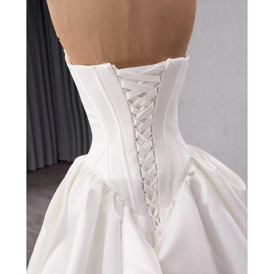 Strapless Wedding Dress Sweetheart Neck Satin Bridal Gowns 2025 Hot Sale Vestidos De Novia