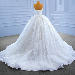 Strapless 2024 Wedding Dresses For Woman Sequin Bride Gowns Sleeveless Floor Length Formal Dress