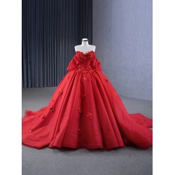 Strapless 3D Floral Ball Gown Red Quinceanera Dress 2024 New Vestidos De 15 Anos