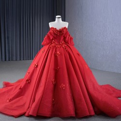 Strapless 3D Floral Ball Gown Red Quinceanera Dress 2024 New Vestidos De 15 Anos