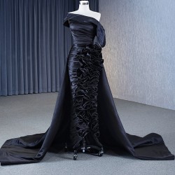 Strapless Black Prom Party Dresses For Women Floor Length Formal Event Special Evening Dress Customized