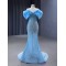 Strapless Blue Evening Dresses For Women 2024 Mermaid Floor Length Prom Party Gowns Crystal Robes De Soiree