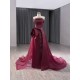 Strapless Burgundy A Line Tulle Long Prom Dresses Lady Evening Dress Formal Party Women Gowns 2024