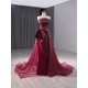 Strapless Burgundy A Line Tulle Long Prom Dresses Lady Evening Dress Formal Party Women Gowns 2024