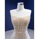 Strapless Champagne Prom Dresses Mermaid Formal Party Dress Shiny Women Special Occasion Evening Gowns