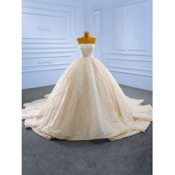 Strapless Champagne Quinceanera Dress Sleeveless Sweet 15 16 Dress 2025 Ball Gown Vestidos De XV Anos