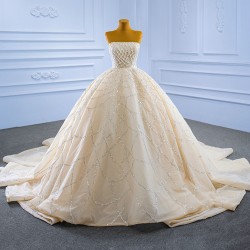 Strapless Champagne Quinceanera Dress Sleeveless Sweet 15 16 Dress 2025 Ball Gown Vestidos De XV Anos