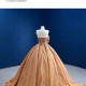 Strapless Gold Quinceanera Dress Beading Ball Gown Open Back Vestidos De 15 Anos 2024