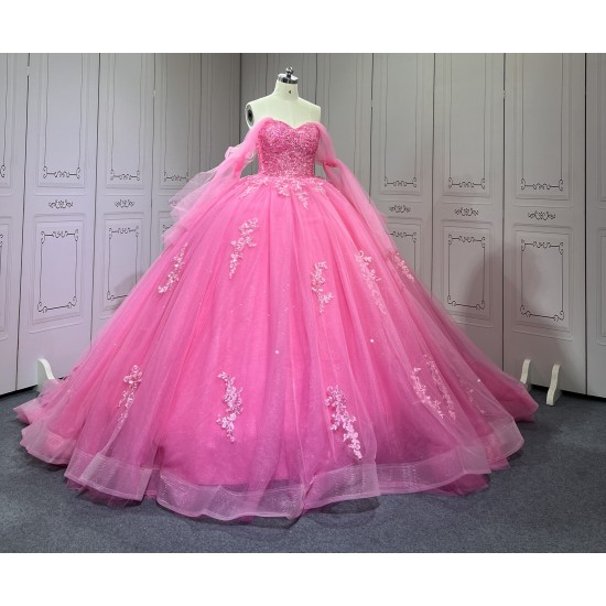 Strapless Hot Pink Quinceanera Dresses for 15 Anos Sweetheart Neck Appliques Vestidos De Baile Customised